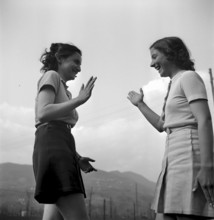 PLay and fun at course for instructors in hiking at youth hostel in Magliaso, 1940
