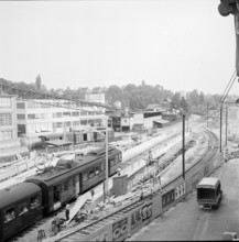 Road construction in Zurich Giesshubel, 1959