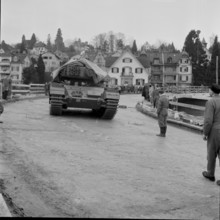 Bypass and road bridge under construction, endurance test, Kilchberg 1961