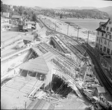 Road construction in Zurich Giesshubel, 1959