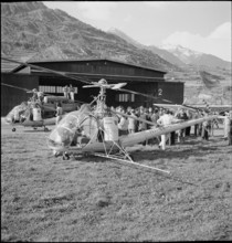 Crop duster, insecticide spraying to combat cockchafer in Valais 1957