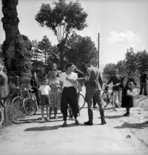 Onlookers, Factory chimney blasting in Geneva 1943
