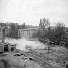 Factory chimney blasting in Geneva Grand-Pre 1954