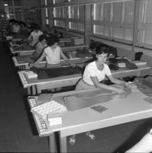 Women checking quality, Flexy AG, stocking factory St. Gallen 1961