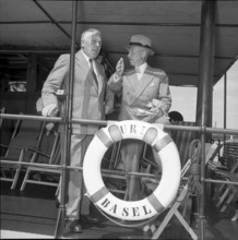 General Guisan on board of the Rhine ship ""Uri"" 1950