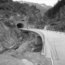 Lukmanier mountain pass road, tunnel near Curaglia 1959