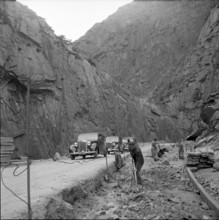 Gotthard pass road extension near Schollenen 1954