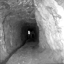Trial drill before start of San Bernardino tunnel construction 1961
