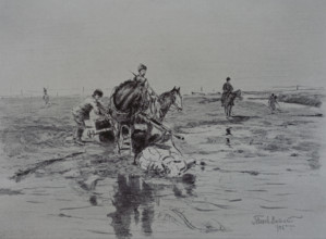 A horse stuck in the mud after the rain Vitaly Tikhov (1876-1939)