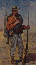 One of the types of our hunters near Liaoyang Drawing by Viktor Mazurovsky (1859-1944)