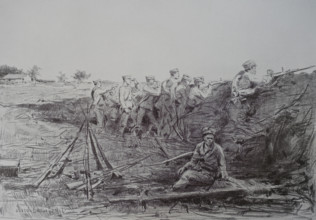 Japanese riflemen during a firefight Vitaly Tikhov (1876-1939)