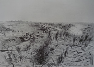 Russian riflemen opens fire from a camouflaged trench Vitaly Tikhov (1876-1939)