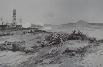Artillery position at Bei-tashi Drawing by Ivan Vladimirov (1869/1870-1947)