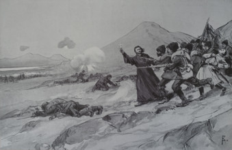 Battle of Tyurenchen (Jiuliancheng) Father Shcherbakovsky leads the soldiers into the attack Ivan Vladimirov (1869/1870-1947)