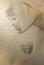 Head of  Capuchin monk Late 1820s  Bryullov Karl Pavlovich (1799-1852) Italian album