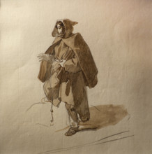 Monk holding a robe monk Late 1820s Bryullov Karl Pavlovich (1799-1852) Italian album