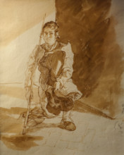 Pilgrim kneeling Sketch of a man's profile Late 1820s Bryullov Karl Pavlovich (1799-1852) Italian album