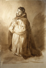 Praying monk Late 1820s Bryullov Karl Pavlovich (1799-1852) Italian album