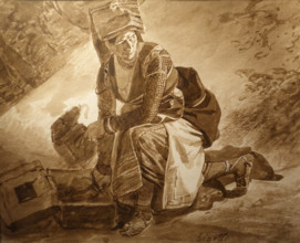 Italian woman from Sanino In front of the chest Last 1820-s Bryullov Karl Pavlovich (1799-1852) Italian album