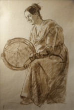 Girl with tambourine Early 1830s Bryullov Karl Pavlovich (1799-1852) Italian album