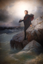 Pushkin on the Black Sea Coast 1887 Poet Alexander Sergeevich Pushkin (1799-1837) By Aivazovsky Ivan Konstantinovich (1817-1900) and Repin Ilya Efimovich (1844-1930)