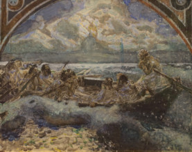 Christ Walking on Water 1890 Vrubel Mikhail (1856-1910) Study for mural Watercolour