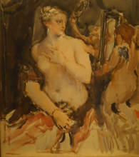 Venus with a Mirror 1890s Serov Valentin (1865-1911) Watercolour on paper