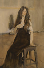 A Model with her Hair Untied 1899 Serov Valentin (1865-1911) Watercolour