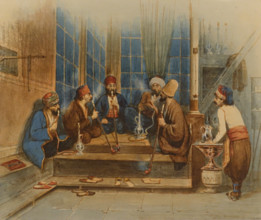 Coffee house in Constantinople 1844 Mikhail Scotti (Michel Angelo Pietro Scotti, (1814-1861) Watercolour