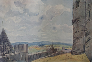 Carcassonne Tiles towers 1914 Ostroumova-Lebedeva Anna Petrovna (1871-1955)