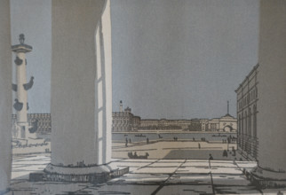 The Neva River through the columns of the Stock Exchange 1907 Saint Petersburg Ostroumova-Lebedeva Anna Petrovna (1871-1955)