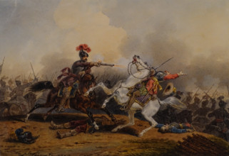 Battle 1828 Hippolyte Lecomte (1781-1857) Watercolor
