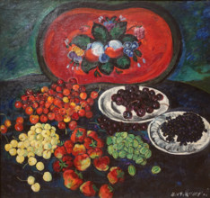 Berries, with a Red Tray in the Background Circa 1910 Mashkov Ilya Ivanovich (1881-1944)