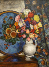Still Life Flowers in a Vase (with a Tray) 1912-1914 Mashkov Ilya Ivanovich (1881-1944)