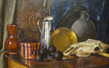 Still Life with a Horse Skull Circa 1915 Mashkov Ilya Ivanovich (1881-1944)