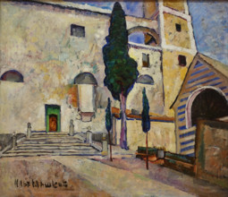 Cypress by a Cathedral Wall Italy 1913 Mashkov Ilya Ivanovich (1881-1944)