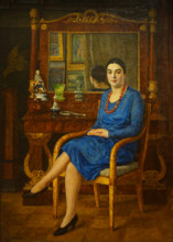 Lady in Blue Portrait of Z D R (Zinaida Dmitrievna Rybnikova, 1892-1975) 1927 Mashkov Ilya Ivanovich (1881-1944)