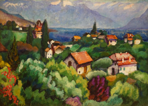 Landscape with Rooftops Switzerland 1914 Mashkov Ilya Ivanovich (1881-1944)
