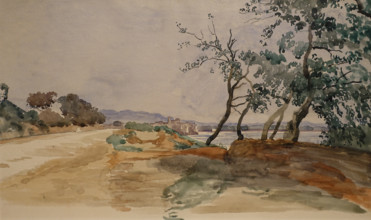 Italian landscape Nettuno  Second half of the 1840s - 1850s Watercolor, graphite pencil on paper