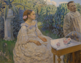 Self-portrait with sister (Elena Elpidiforovna Borisova - Musatova), 1908 Viktor Elpidiforovich Borisov-Musatov (1870-1905) Oil on canvas, tempera