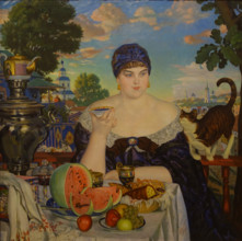 The Merchant's Wife at Tea 1918 Kustodiev Boris Mikhailovich (1878-1927)