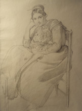 Seated Italian woman Early 1830-s Bryullov Karl Pavlovich (1799-1852) Italian album