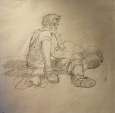 Resting piper End of 1820s Bryullov Karl Pavlovich (1799-1852) Italian album