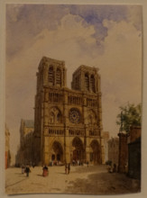 Notre Dame Cathedral 1830s François Etienne Villeret (1800-1866) Watercolor