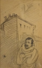 Portrait of Mikhail Matyushin (1861-1934) dressed like Harlequin Late 1900s Guro Elena Genrikhovna (1877-1913)