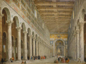 Interior view of the church of San Paolo Fuori le Mura in Rome
