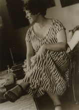 Stepanova Varvara (1894-1958) in a dress made of fabric according to her own design