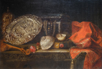 Still Life with Silver Dish and Porcelain Cup