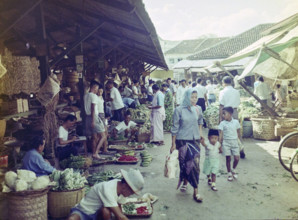 Vegetables on sale at street market in Malaya.