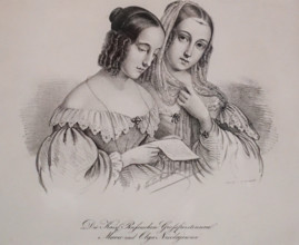 Portrait of the Grand Duchesses Maria Nikolaevna (1819-1876) and Olga Nikolaevna (1822-1892)